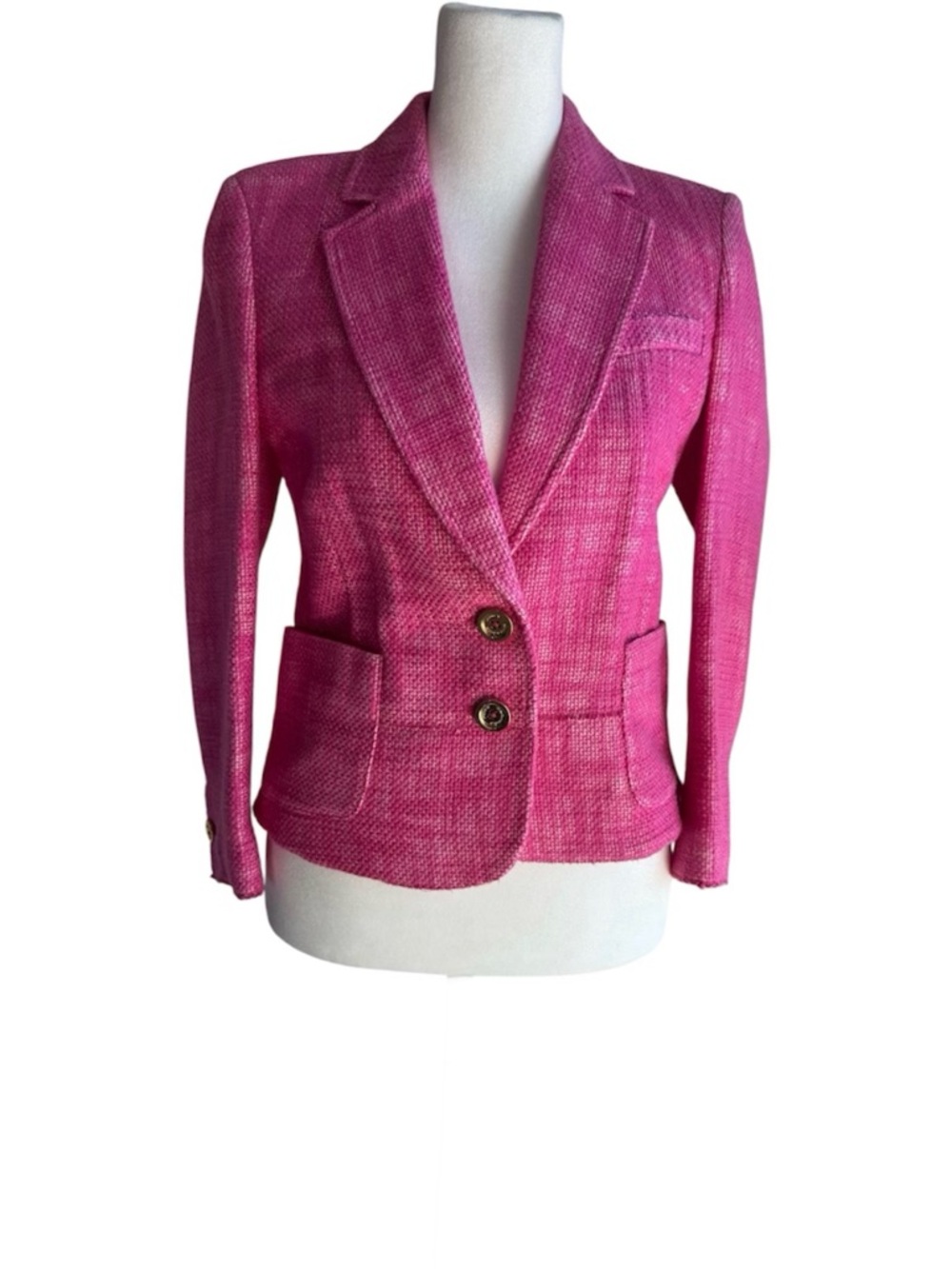 Juicy Couture Pink Tweed Blazer NWT Gold Button Barbiecore Jacket Small